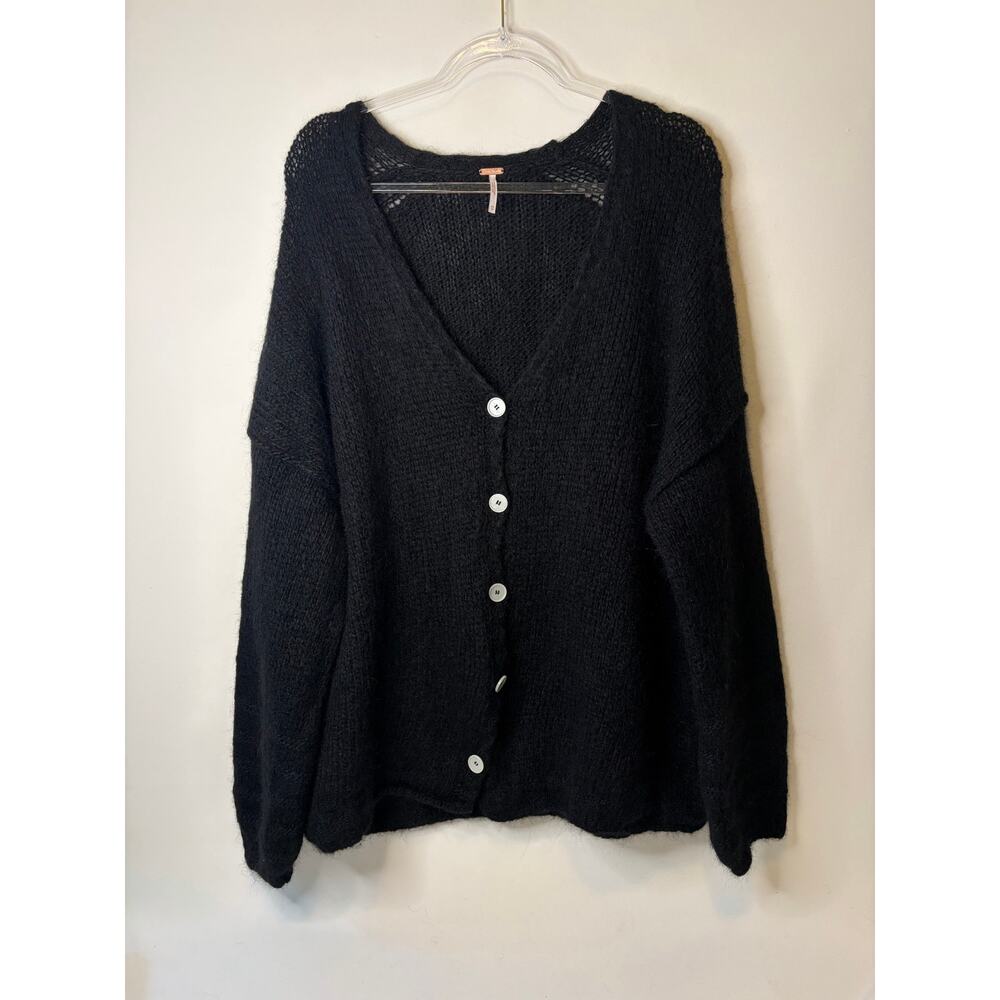 Free People Marina Softspun Cardi Sweater Oversized Black Size XS Alpaca Wool